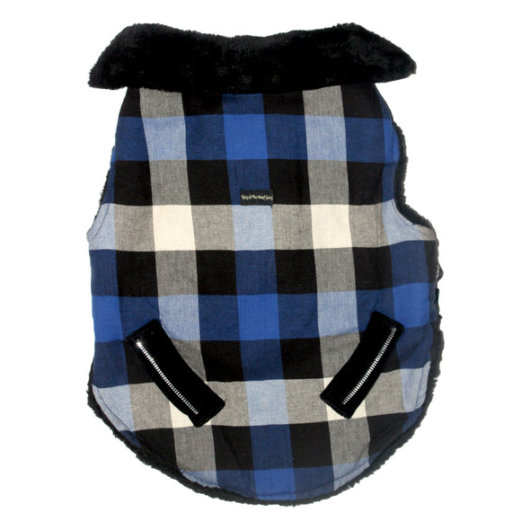 Blue & Grey Squared Winter Jackets for Dogs