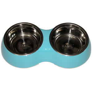 Double Decker Melamine Solid Bowl for Dogs, Celeste