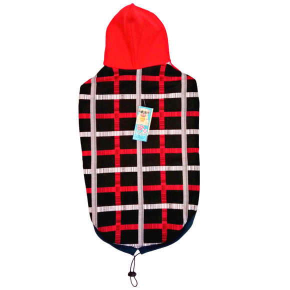 Red Checkers Winter Hoodie for Dogs