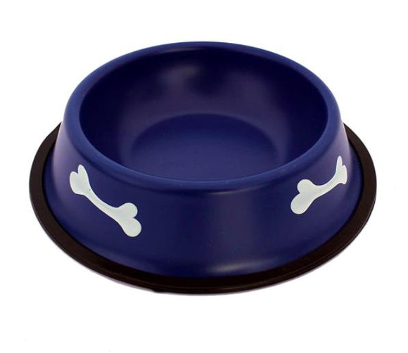 Durable Metal & Anti-Slip Dog Food Bowl, Blue