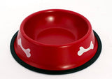 Durable Metal & Anti-Slip Dog Food Bowl, Red