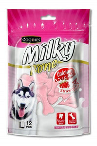 Goodies Calcium Milky Bone Strawberry Flavour Large Dog Treat