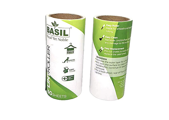 Basil Lint Roller Refills 60 Sheets, 55 g (2 Rolls)