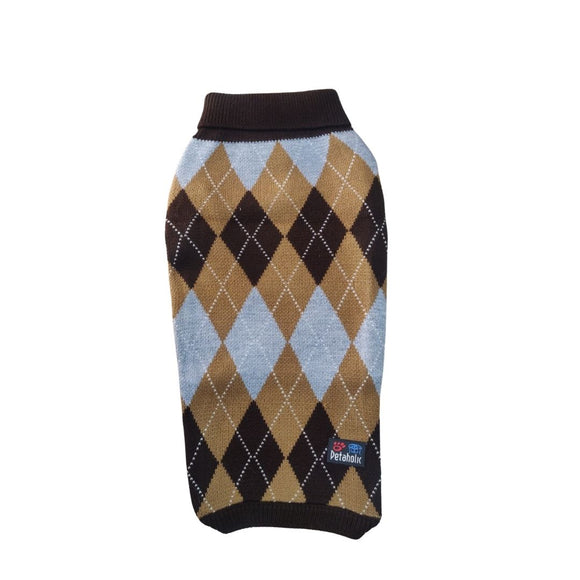 Brown Checkers Winter Sweaters for Dogs