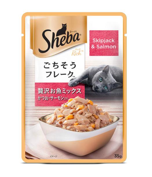 Sheba Premium Gravy Skipjack & Salmon Cat Food Topper 35 Gm