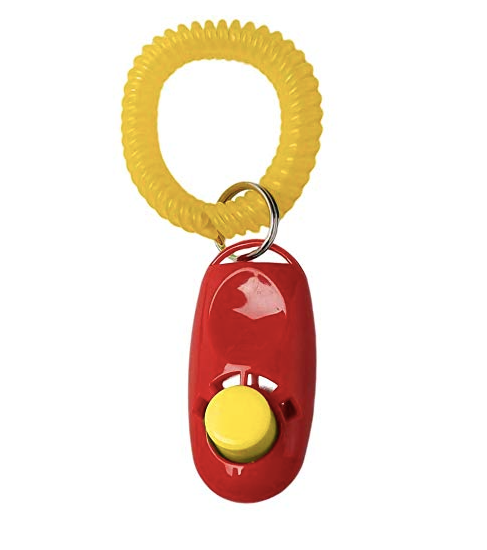 Dog Training Clicker for Pets with Wrist  Band, Red & Yellow