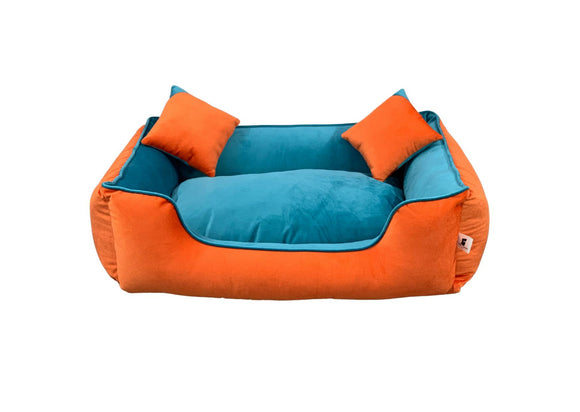 Bella Lounger Bed, Orange & Turquoise