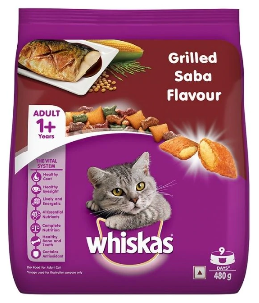 Whiskas Grilled Saba Flavour Adult All Breed Cat Dry Food