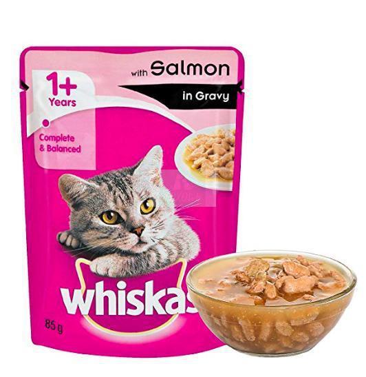 Whiskas Salmon In Gravy Adult Cat Food Topper 85 Gm